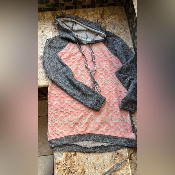Gray and Pink Southwest Patterned Women's Sweater - Picture 1 of 6